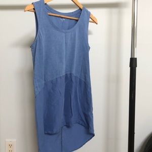 Garnet Hill blue sleeveless high low top